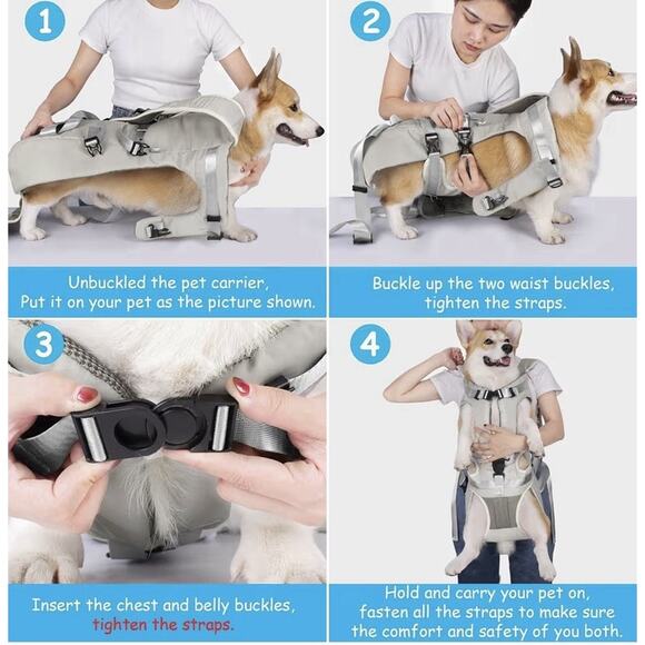 PetBonus Dog Carrier Backpack XL Grey Front Pet Carrier Hiking Cycling NWT - Picture 4 of 7